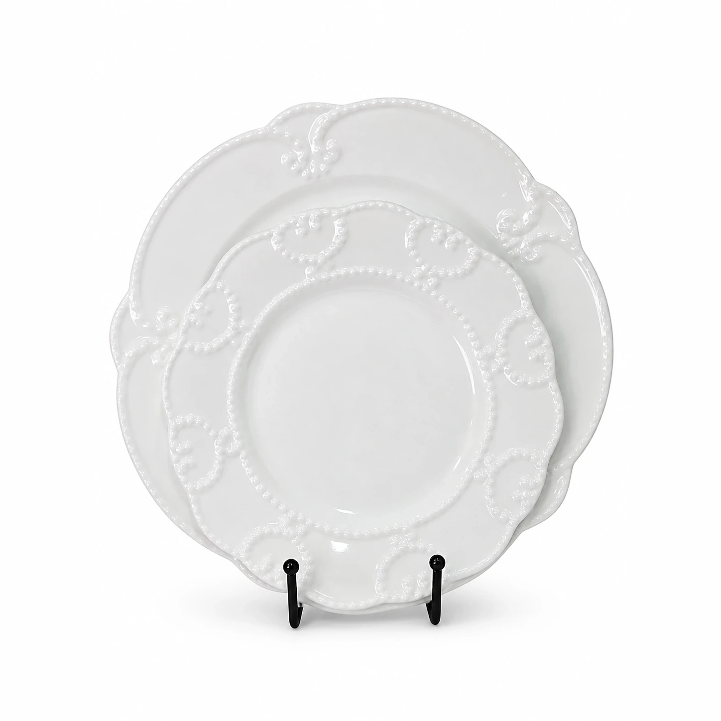 Plato Encaje Blanco — Majov Eventos Mazatlán