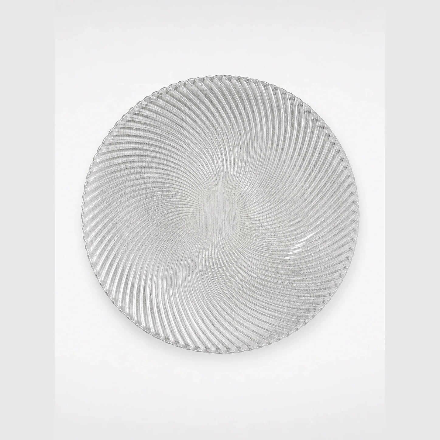 Plato base Cristal espiral — Majov Eventos Mazatlán